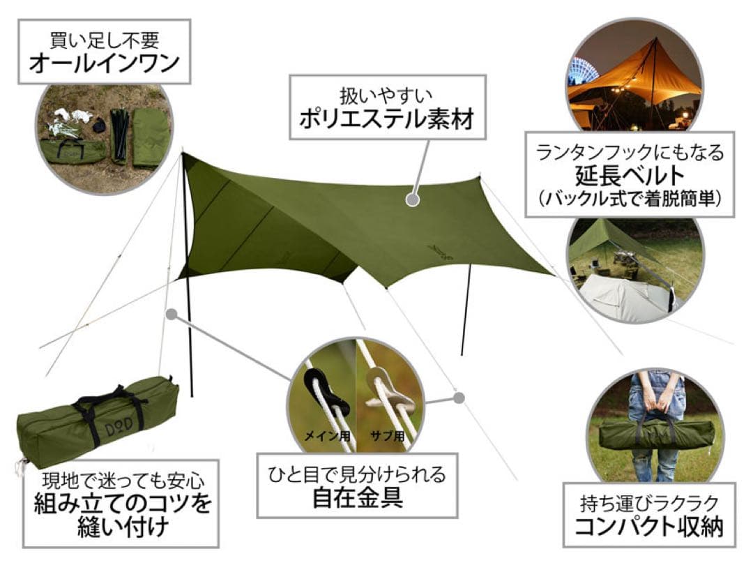 DOD いつかのタープ カーキ