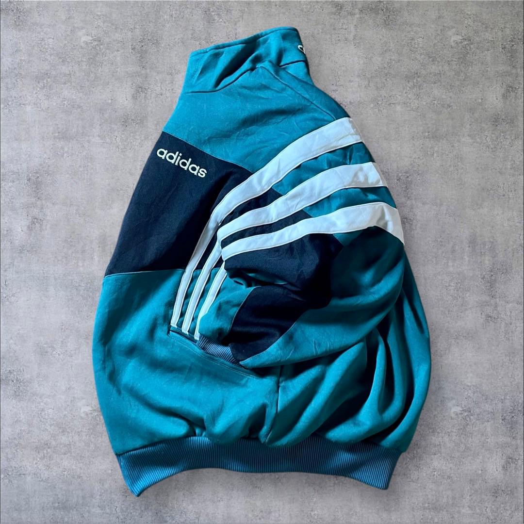 古着 90s adidas トラックジャケット 刺繍ロゴ 緑 Vintage