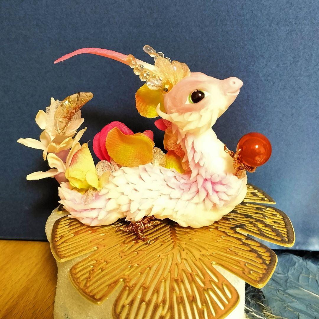 花龍の親子　縁起物 オブジェ　龍の置物