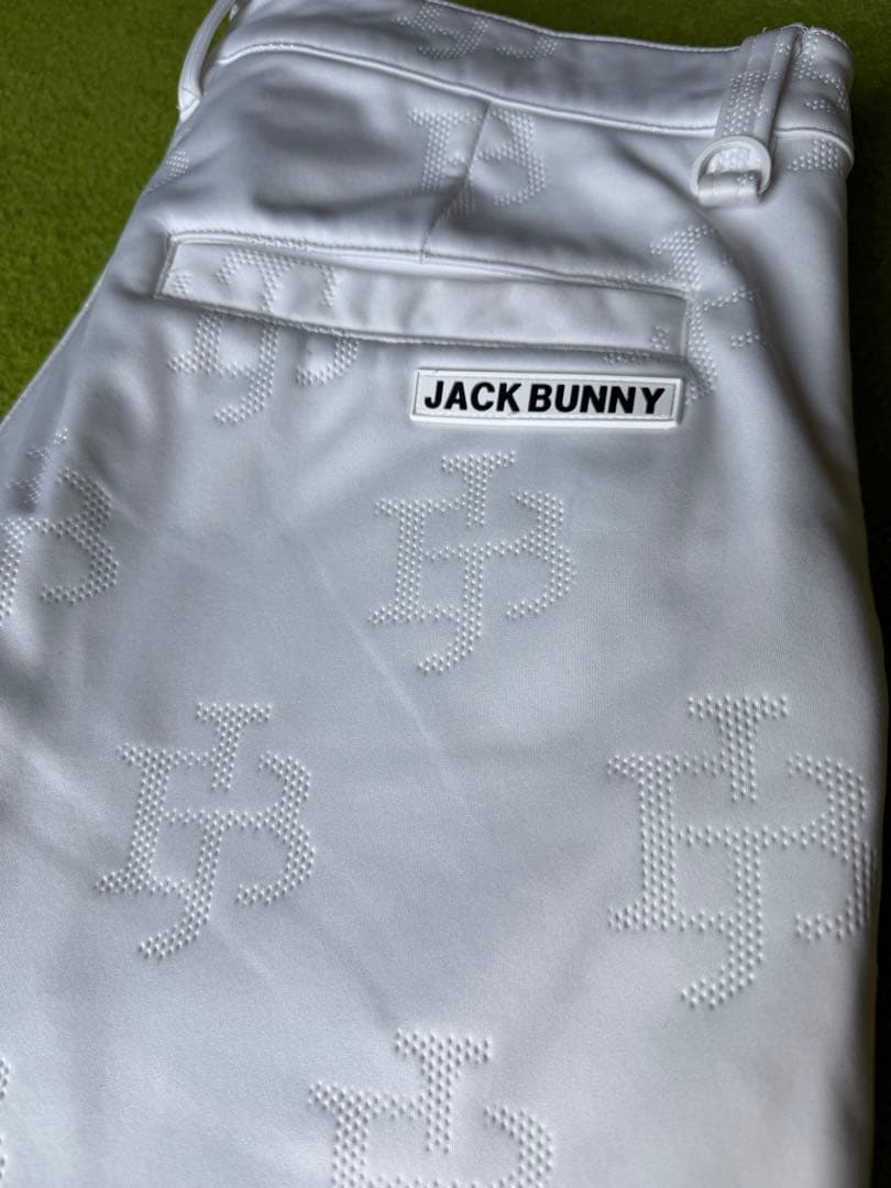 Jack Bunny!! 裏起毛 厚手 ストレッチ パンツ ホワイト JB柄入