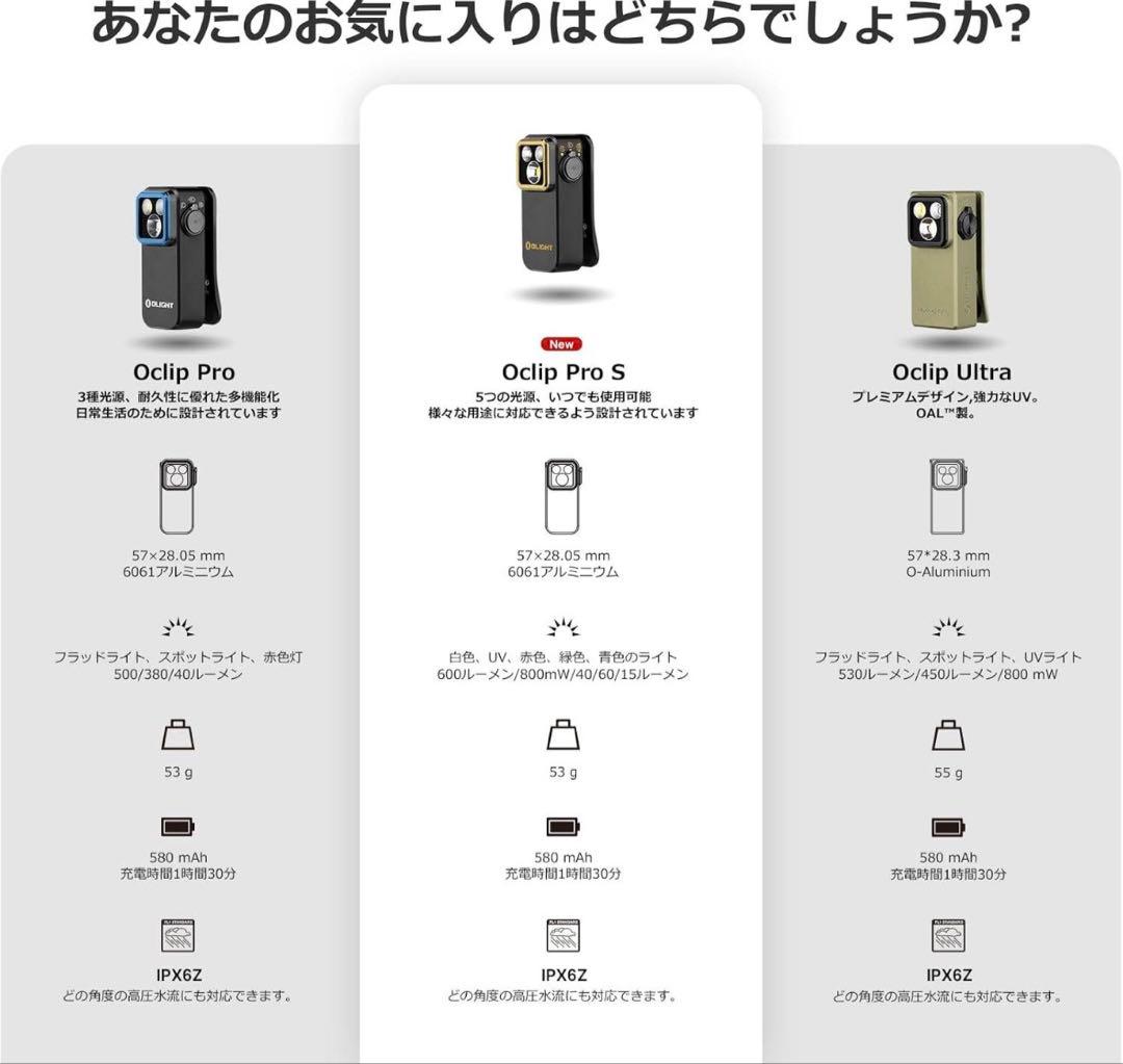 オーライト olight Oclip Pro S UV & RGB ブラック