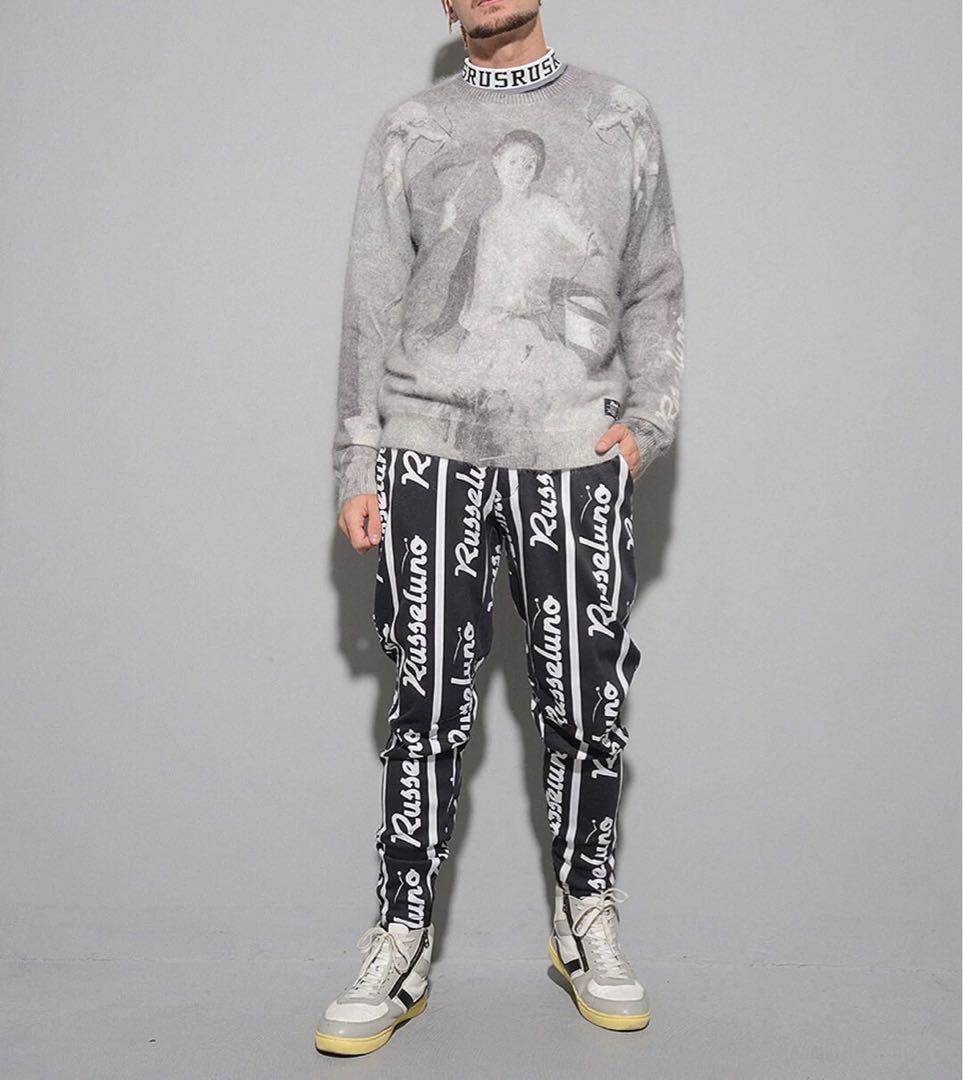 新品 ラッセルノ ゴルフ グラフィック ニット セーター ブラック XL 6