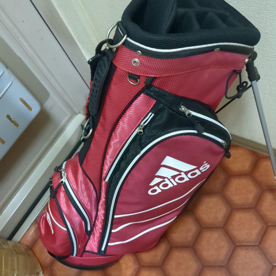adidas 赤 キャディバッグ ストライプデザイン