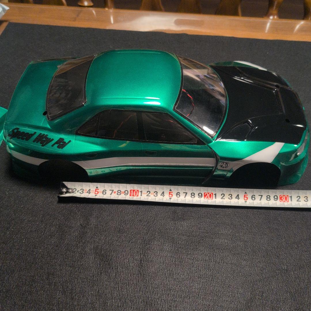 1/14 RCカー R34ボディ メタリックグリーン ライト付き
