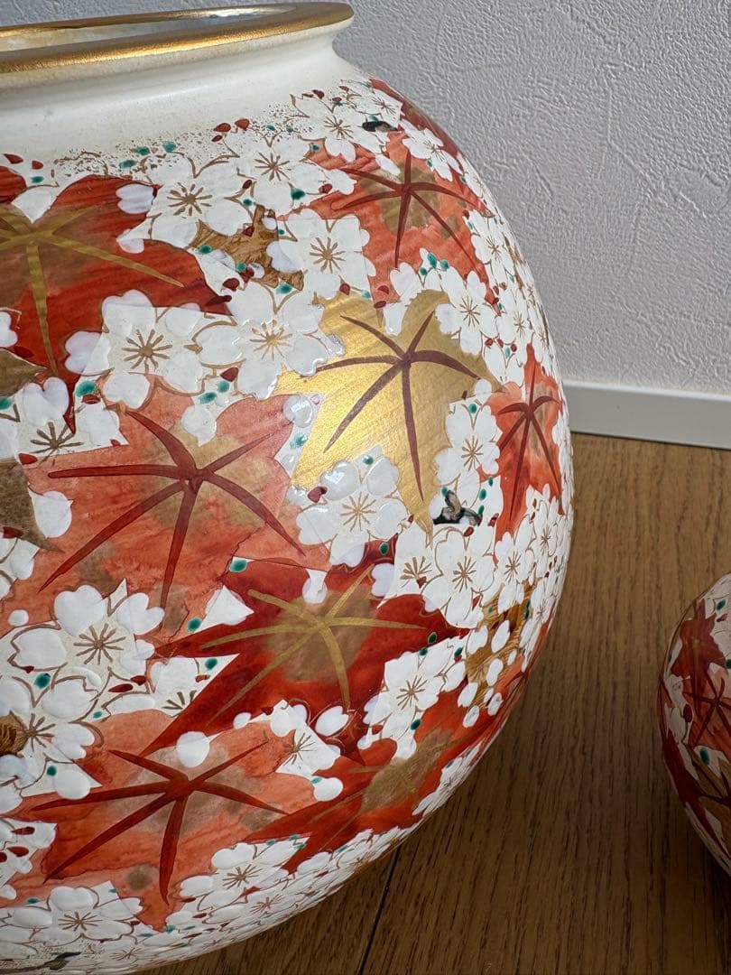 雲楽窯　紅葉　赤葉（箱あり2点組）