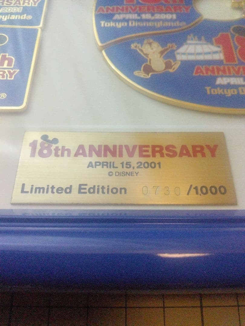東京ディズニーランド　18周年　額装ピンセット Limited Edition