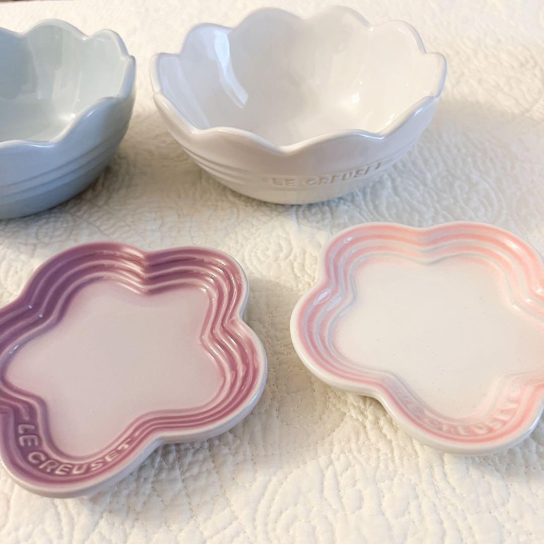 ㉘LE CREUSET フリルボウル×2 ミニフラワープレート×3 ルクルーゼ