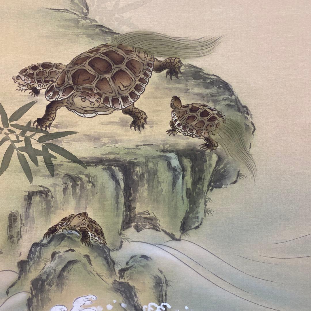 美品 掛け軸 佐々木北逢作「鶴・寿老人・亀」三本セット 縁起物 年中掛け