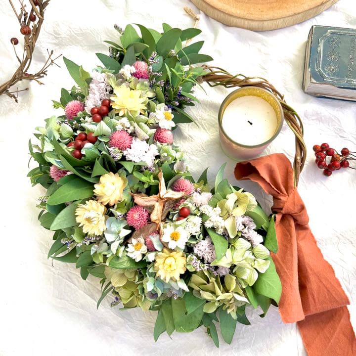 ユーカリ　紫陽花　リース