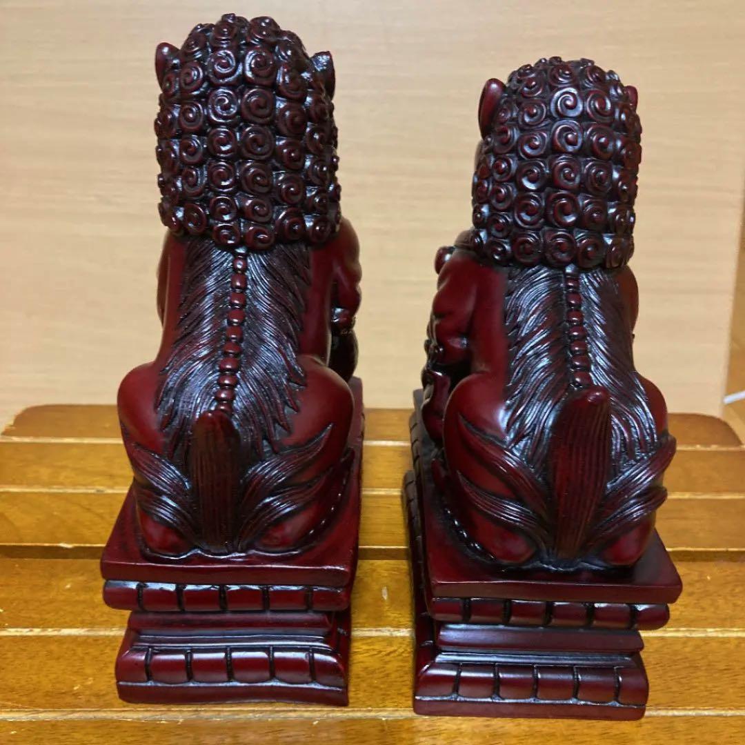 縁起物　置物　中国　台湾　石彫刻　祥獅　2個　アンティーク　美術品