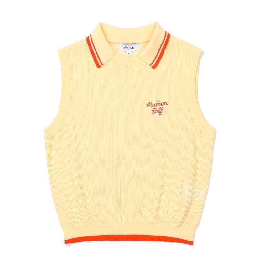 黄色M マルボンゴルフ ニット ノースリーブ Malbon Golf ベスト