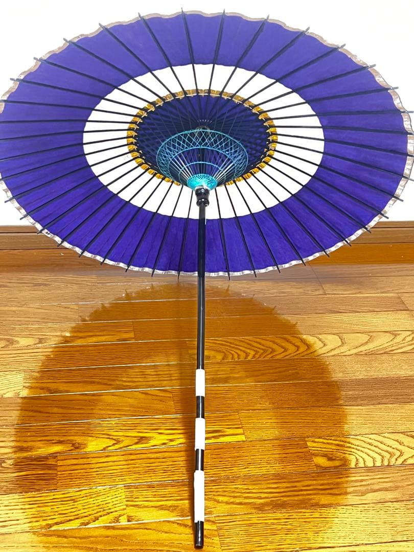 舞踊傘 紫と白の円形デザイン 約80cm