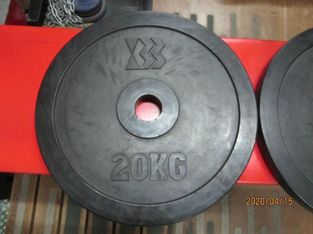 GYM用　ゴムラバープレート　50mm 穴用　40kg set 良