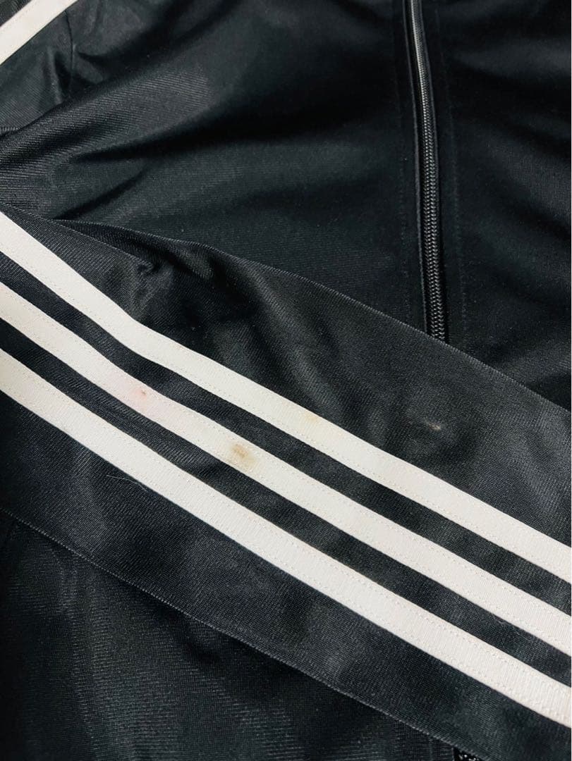 adidas トラックジャケット サイズS相当 黒 ✕ 白ストライプ
