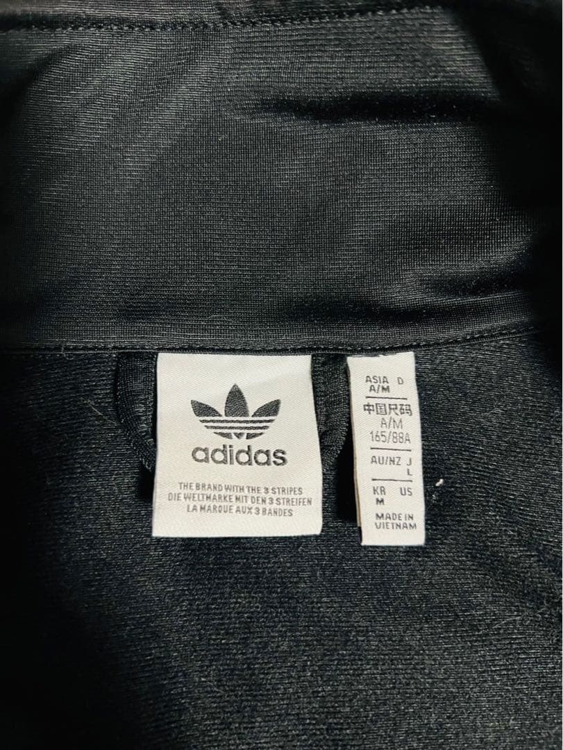 adidas トラックジャケット サイズS相当 黒 ✕ 白ストライプ