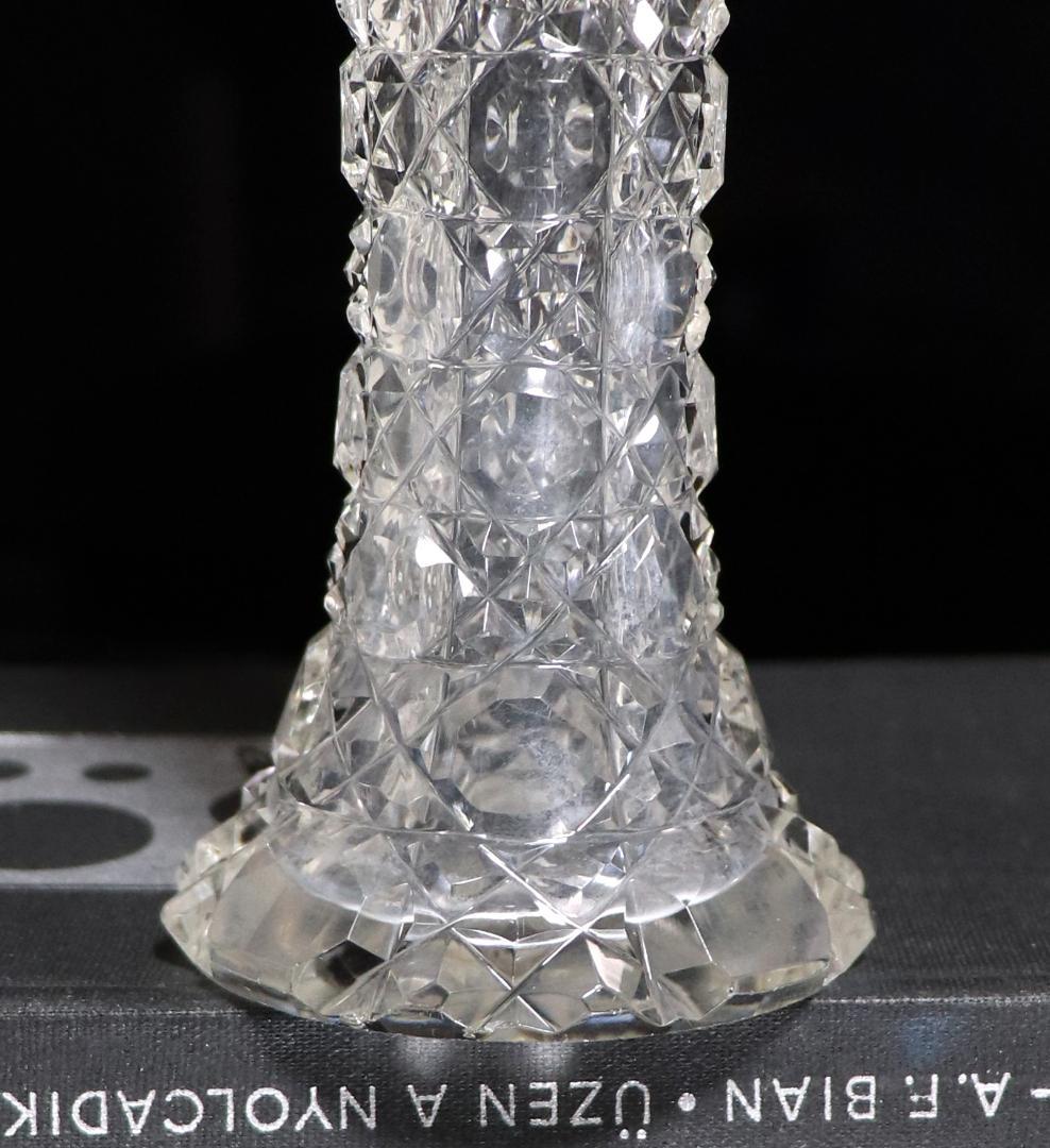 オールド・バカラ 1890年頃 大型銀巻20cm切子花瓶 ディアマン・ピエーリー