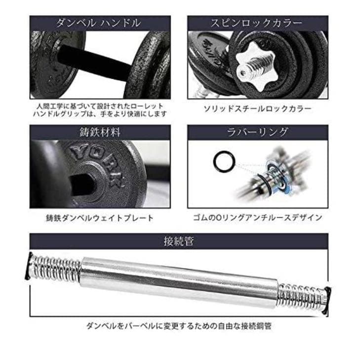 ダンベル 鉄アレイ アジャスタブル20kgダンベル セット