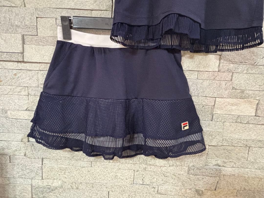 FILA テニス　ネイビー フリル セットアップ　M