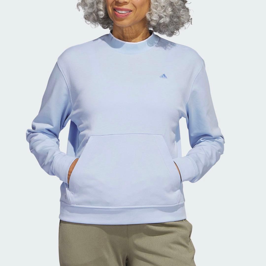 adidas golf モックネック スウェットS水色長袖 アディダスゴルフ新品