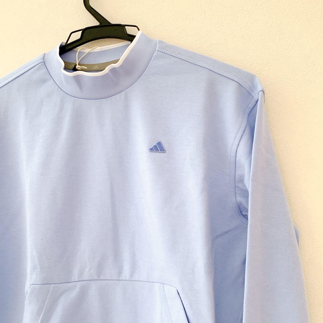 adidas golf モックネック スウェットS水色長袖 アディダスゴルフ新品