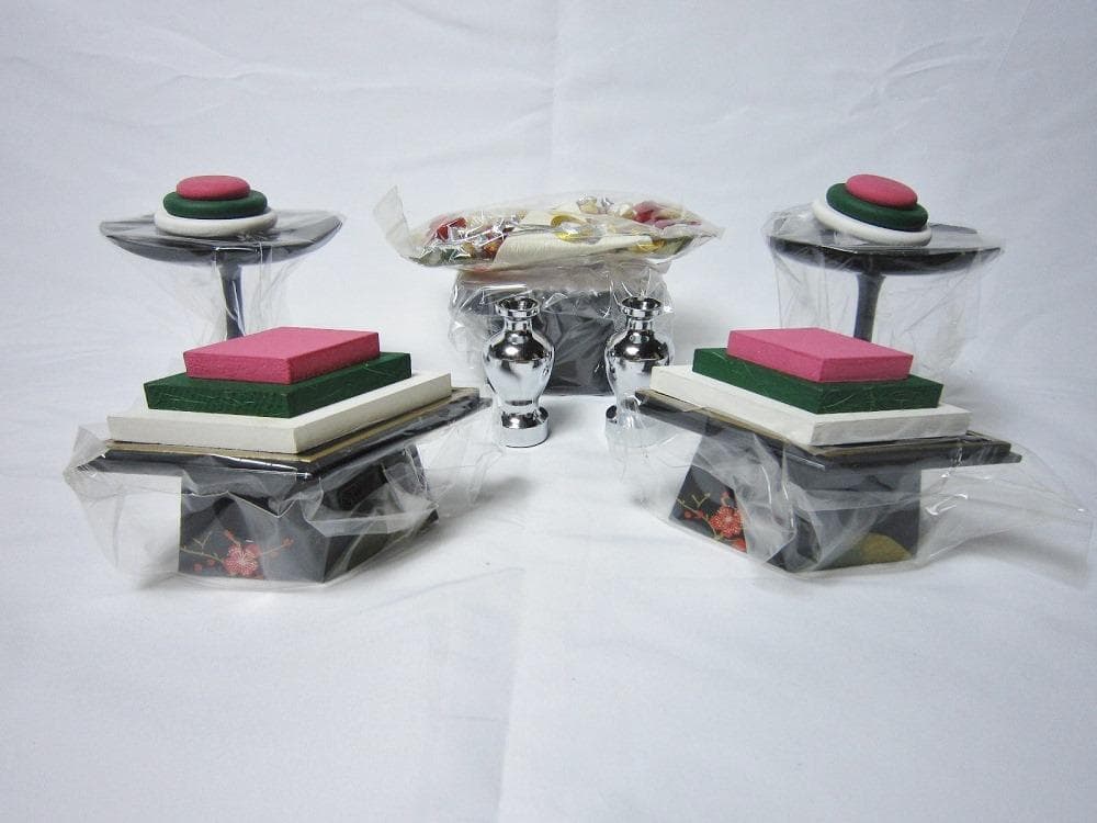 雛道具 木製38号 6点セット「里」小梅 蒔絵付