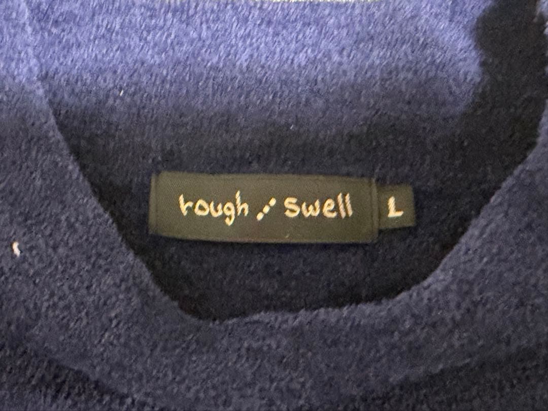【美品】ROUGH&SWELL：長袖モックネック（パイル生地） ネイビー