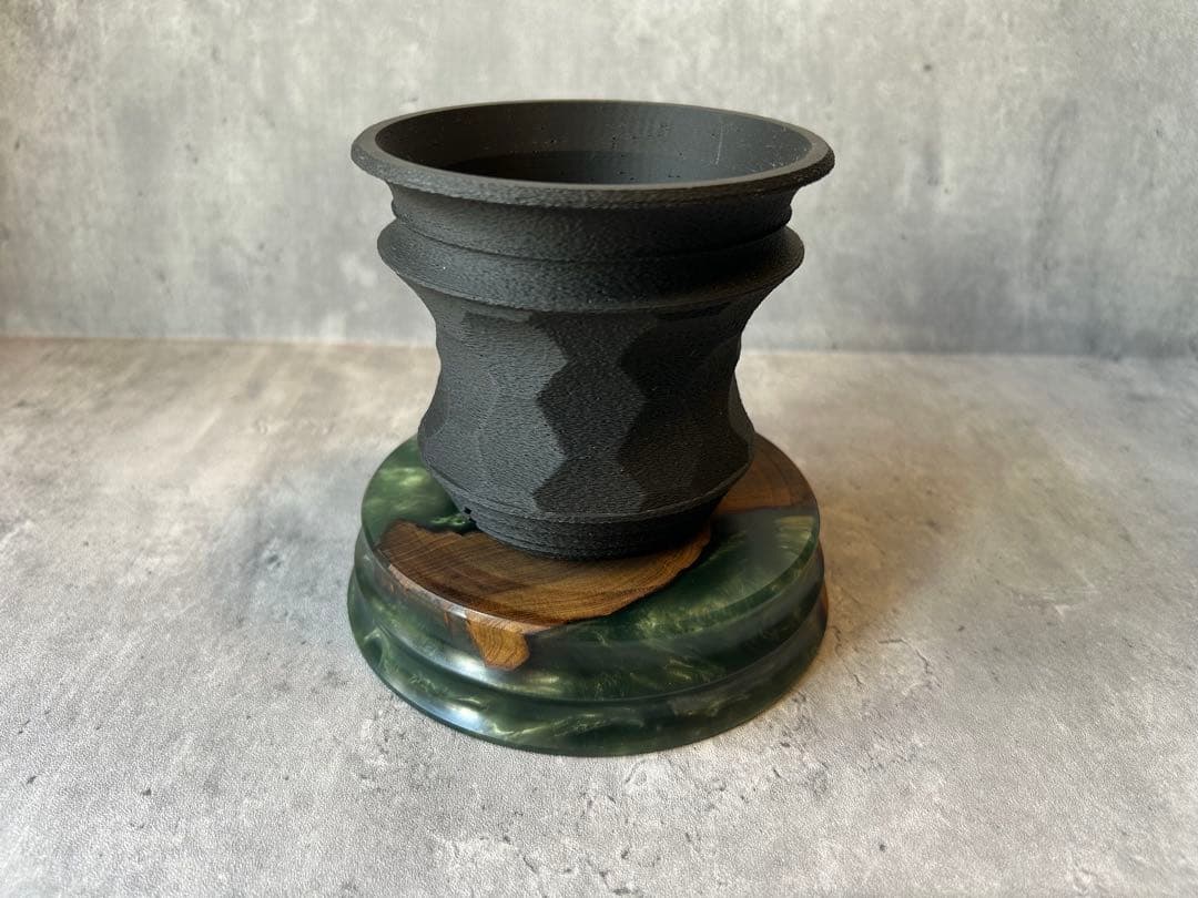BASE WOOD DESIGN OD缶 ランタン 台座 花台 朴×レジン②