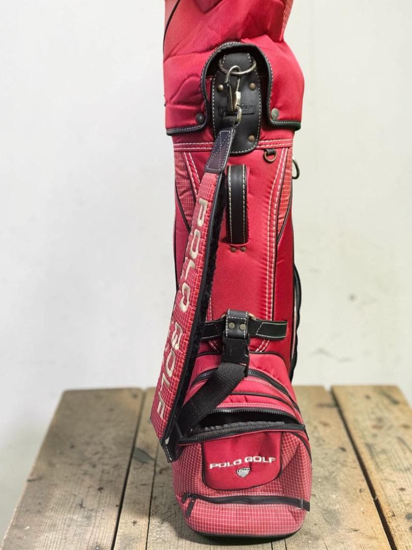 送料無料/超美品　POLO GOLF 赤 チェック柄 キャディバッグ
