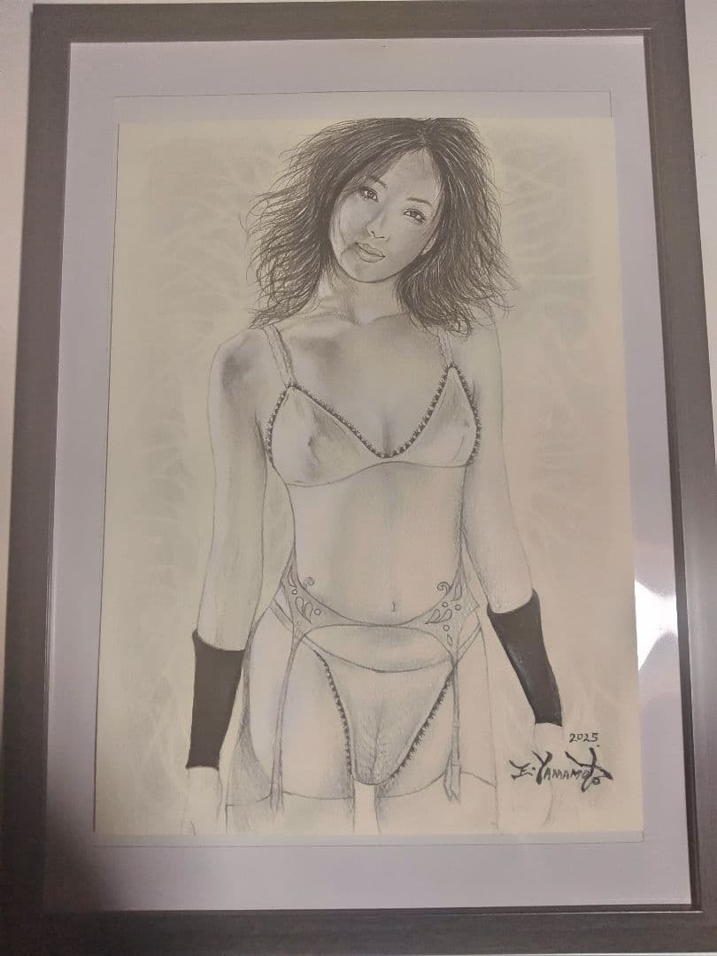 裸婦、美人画、絵画4Fしなり、山本英二、肉筆、真作、新品額縁、高塚省吾、森本草介