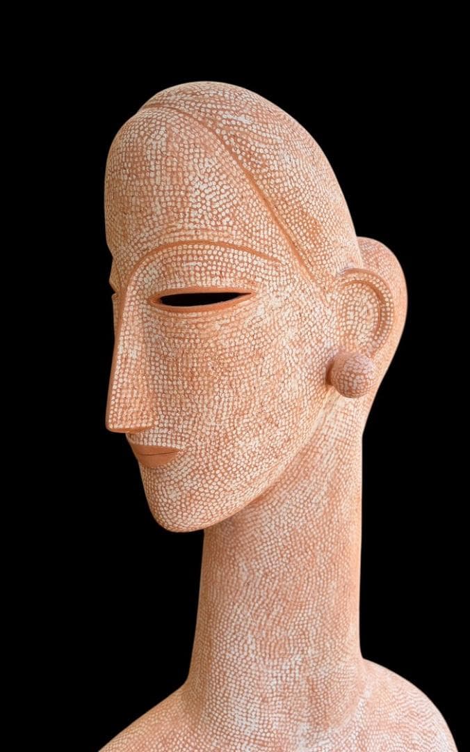 大塚茂吉 テラコッタ彫刻「キュクラデス」2005年 55 cm 共箱付 女性胸像