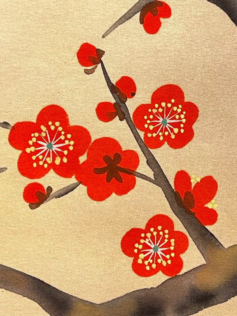 秀元 肉筆 「春梅」 日本画 絵画 掛軸 掛け軸 茶掛 梅 春