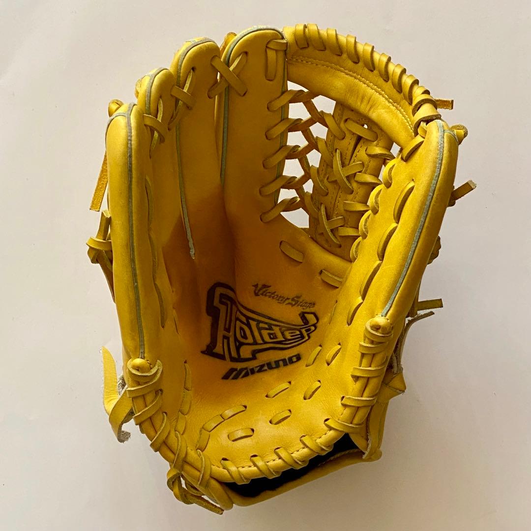 ミズノ グローブ 少年野球 軟式用 左利き 天然皮革イエロー