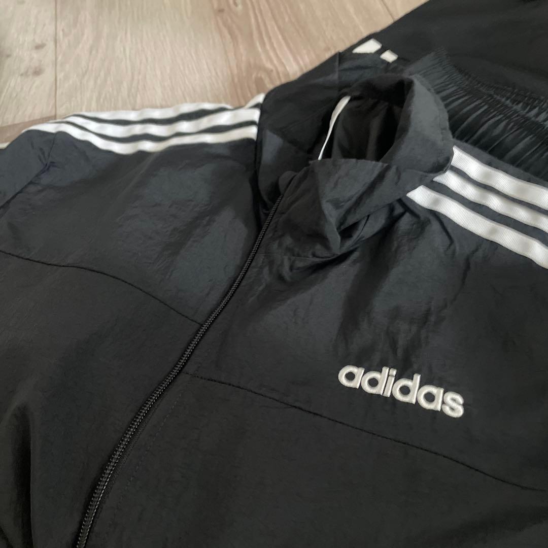 adidas ブラックジャージ上下セット