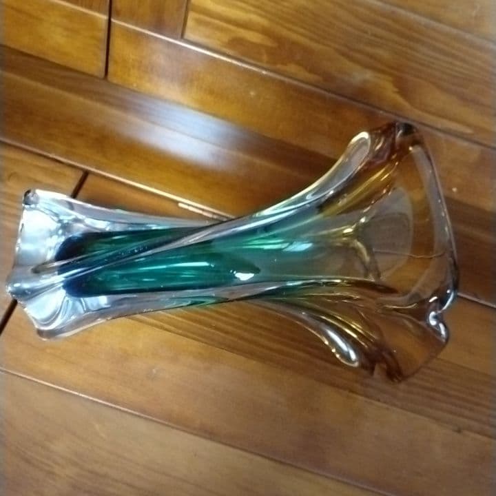 昭和レトロ・花瓶・花器・アンバー・ガラス・USED・安定感あり・【7】