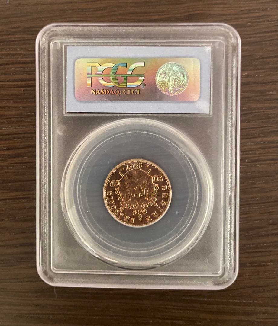 1867年 フランス 20フラン金貨 ナポレオン3世 PCGS MS64 有冠