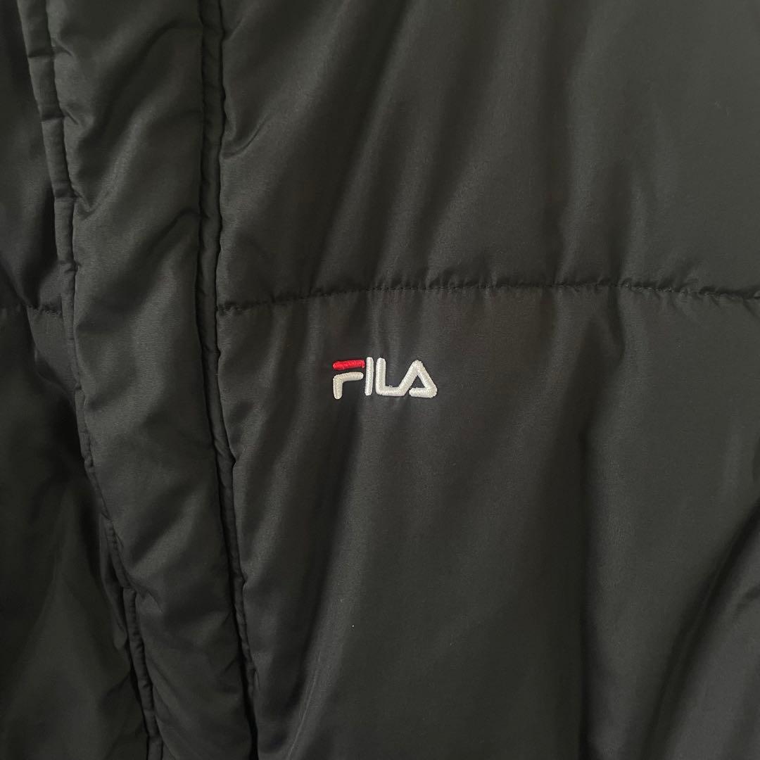 FILA フード付きロング丈ベンチコート ブラック　XL