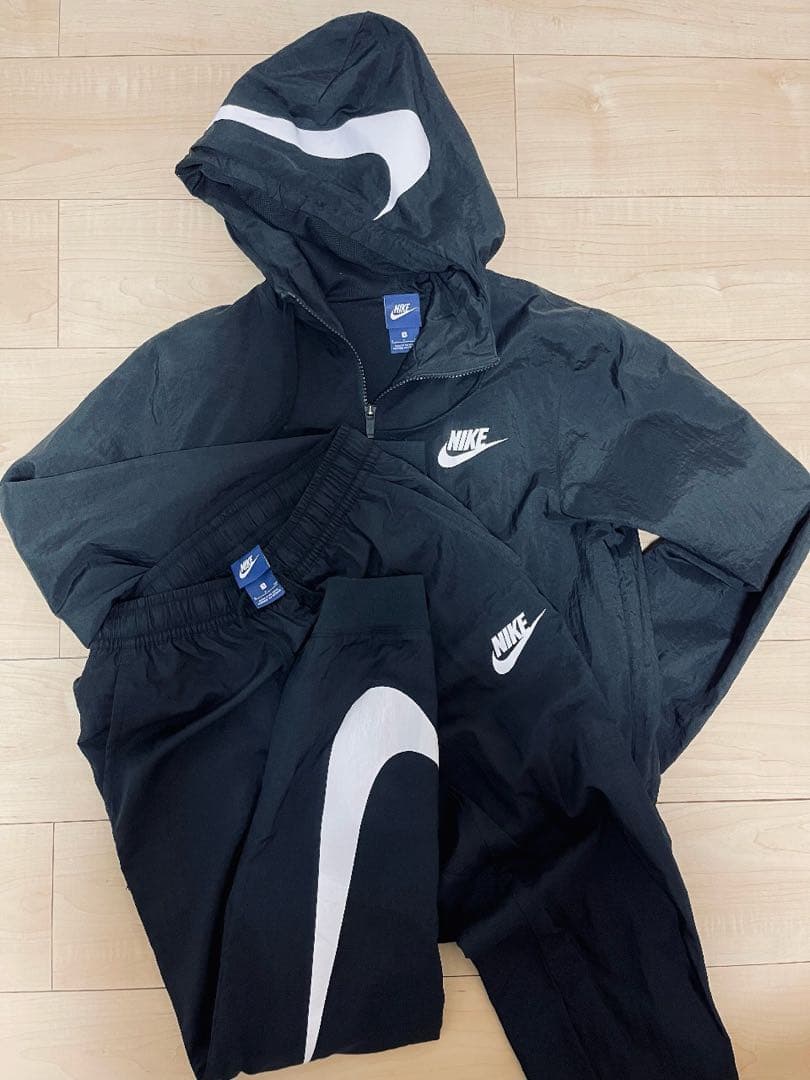 未使用 廃盤 レア NIKE 上下 S ナイロンジャケット ビッグスウォッシュ