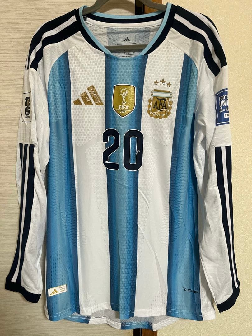 【未使用】マクアリスター　アルゼンチン代表　選手仕様2026ホーム長袖フルパッチ