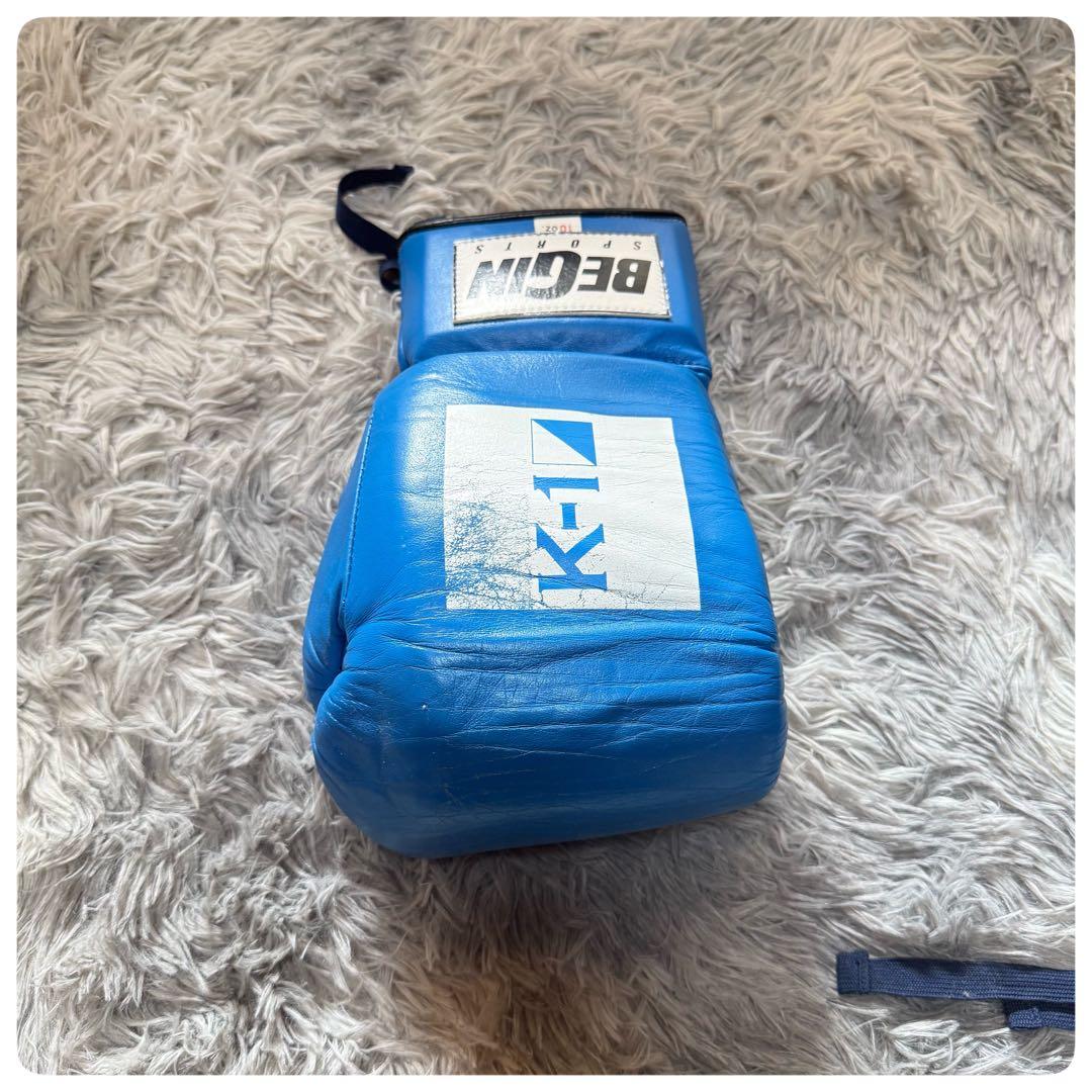 激レア　K-1 ボクシンググローブ 青 レースアップ　10oz