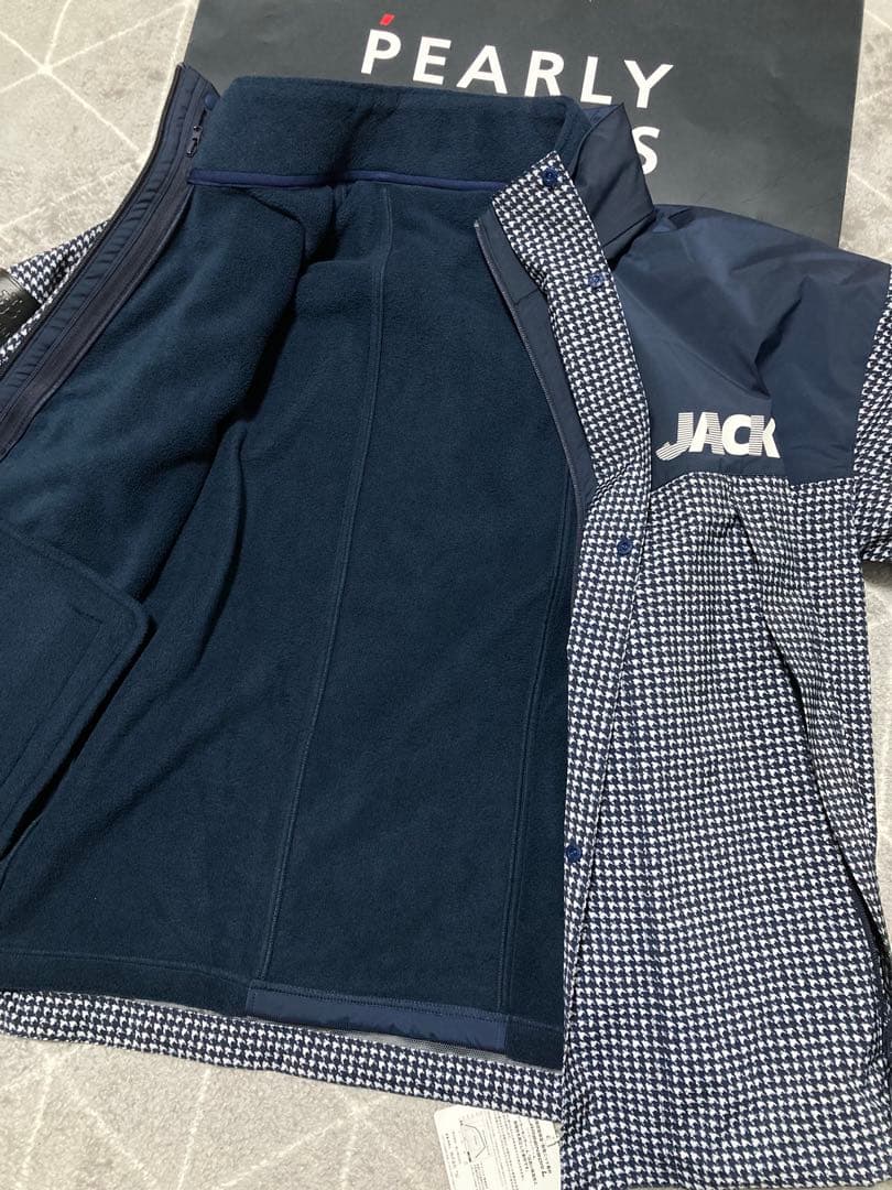 新品 ジャックバニー ラミネートタフタ+フリース 3WAYブルゾン(6)LL/紺