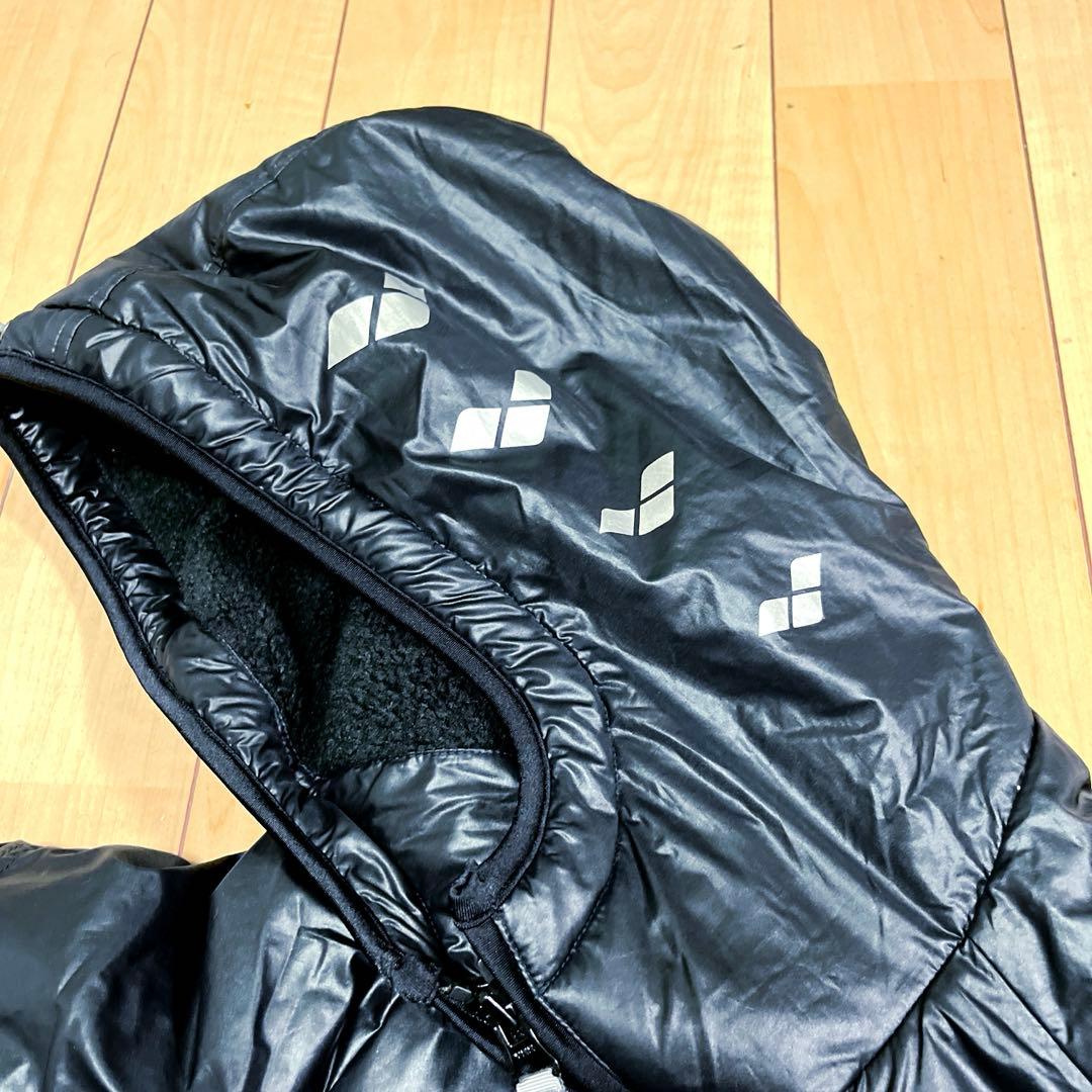 アリーナ arena フード付 ベンチコート L ボア 黒 水泳 競泳 防寒