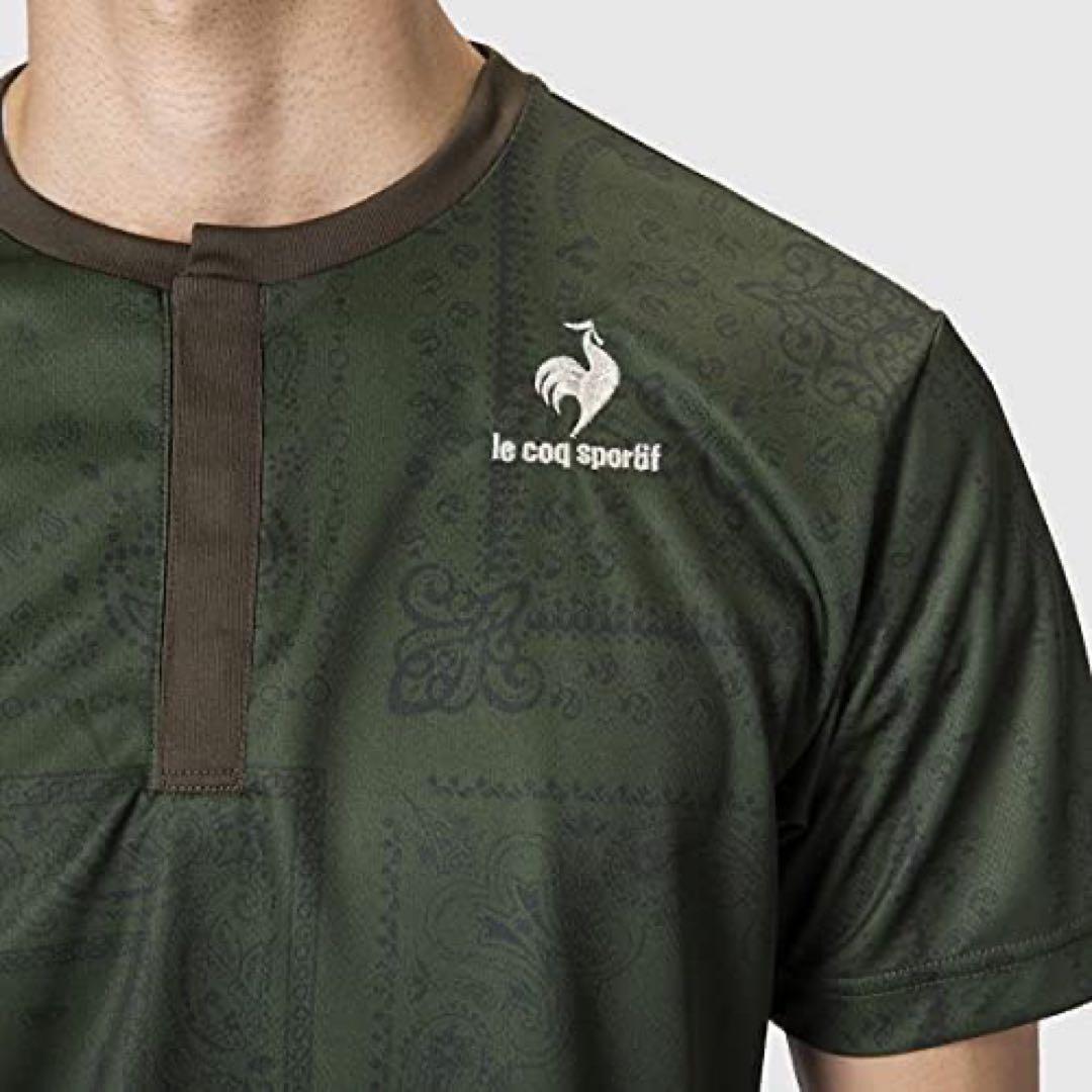 ルコックスポルティフ テニスウェア 半袖ＴシャツQTMSJA10緑 メンズL新品