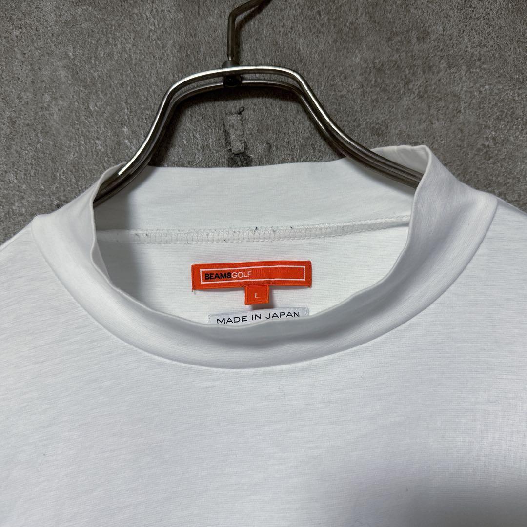 BEAMS GOLF ビームスゴルフ モックネック 長袖 ロゴ ホワイト L