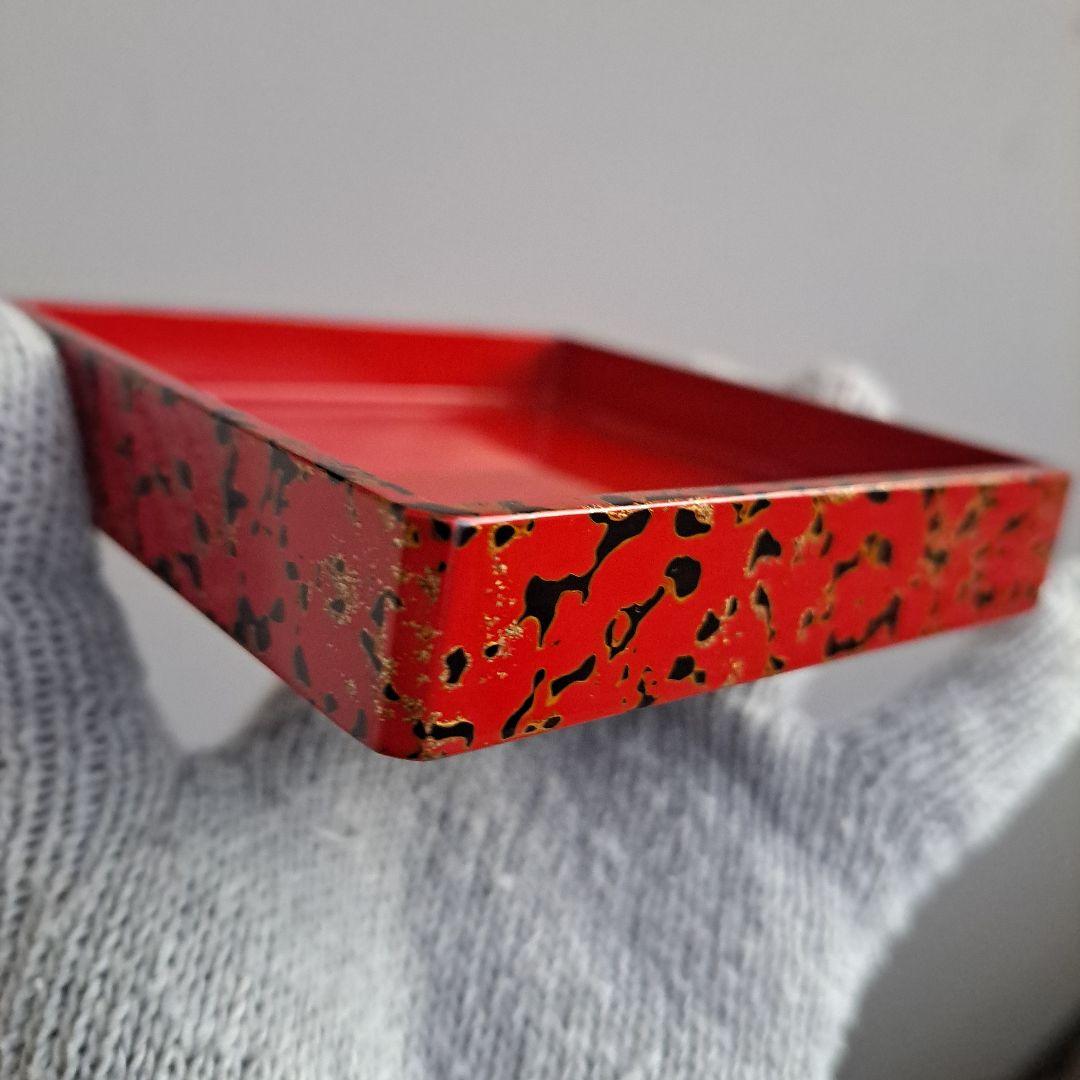 【津軽塗　唐塗\"赤上　角小皿×5客】天然木製