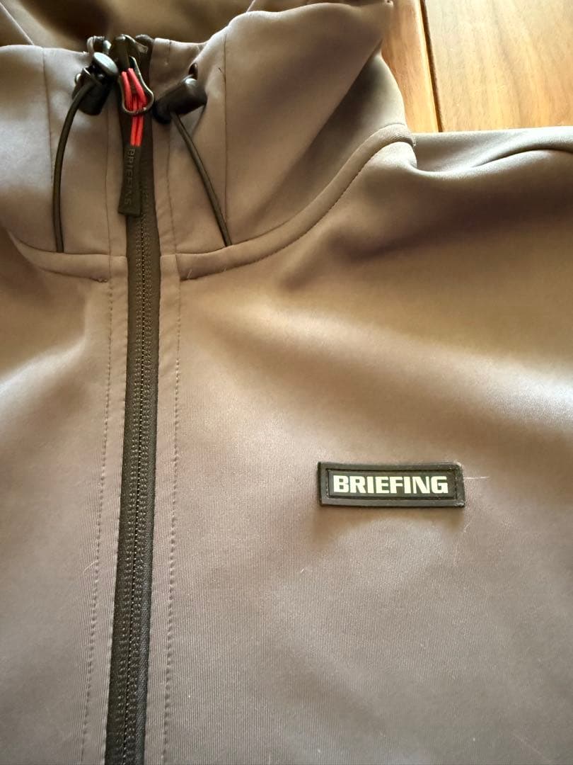 BRIEFING グレー スウェットパーカー　フルジップ3Dロゴ