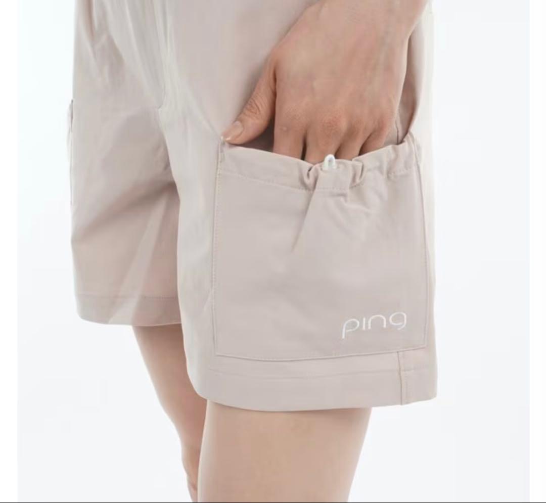 新品PING 二重織ショートパンツ ベージュピンク