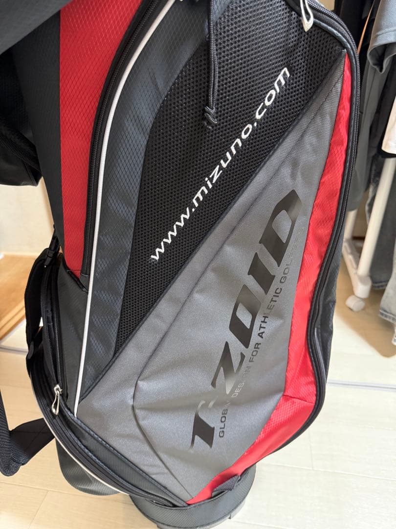 【美品】MIZUNO ミズノ T-ZOID ゴルフバック キャディバッグ 黒 赤