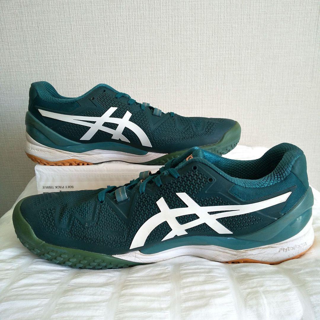 asics ゲル レゾリューション 8 27.5cm テニスシューズ グリーン