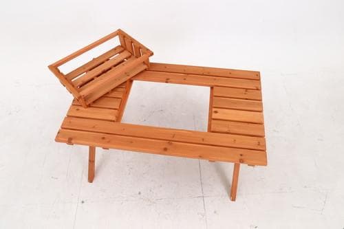 《新品・送料無料》杉材　ＢＢＱテーブル＆ベンチセット　（コンロスペース付）