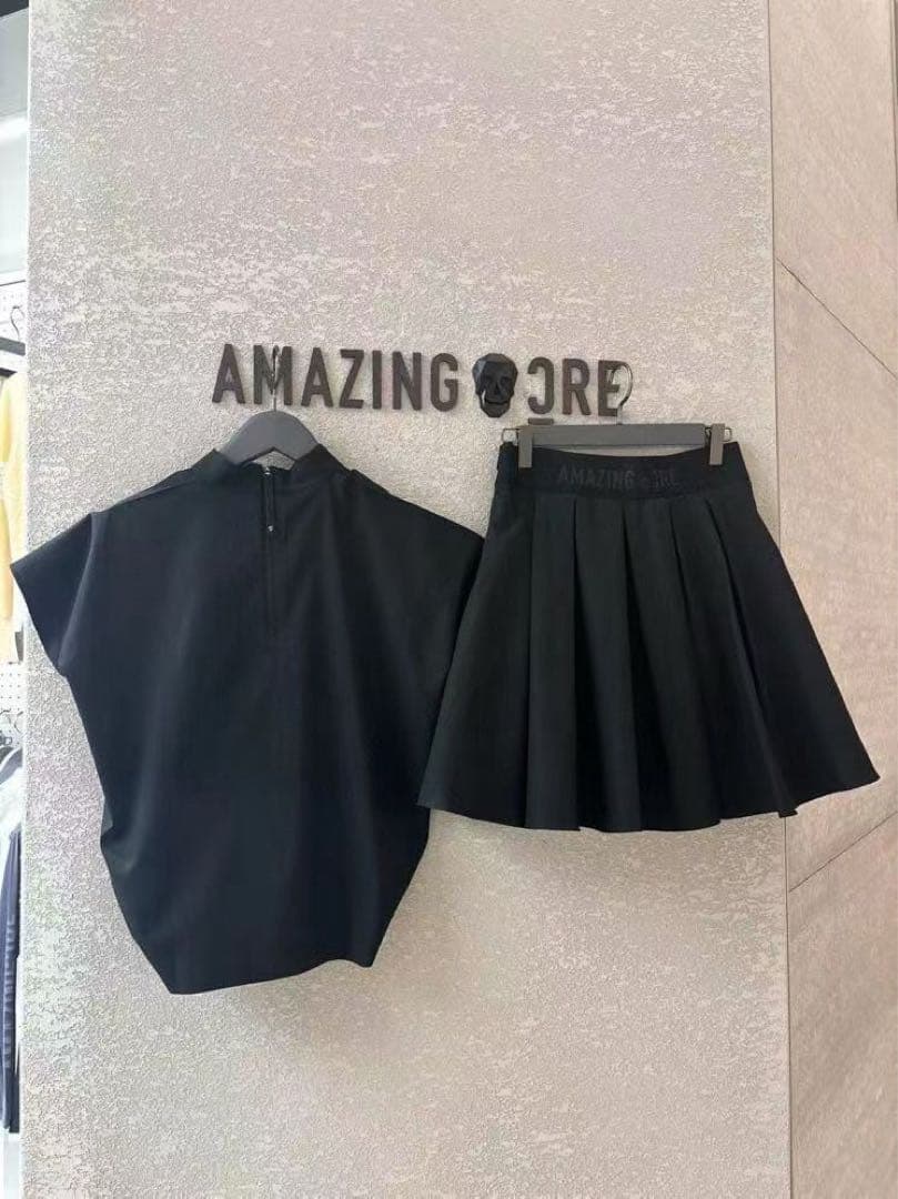 AMAZINGCRE ブラック セットアップ レディース　ゴルフウェア　Lサイズ